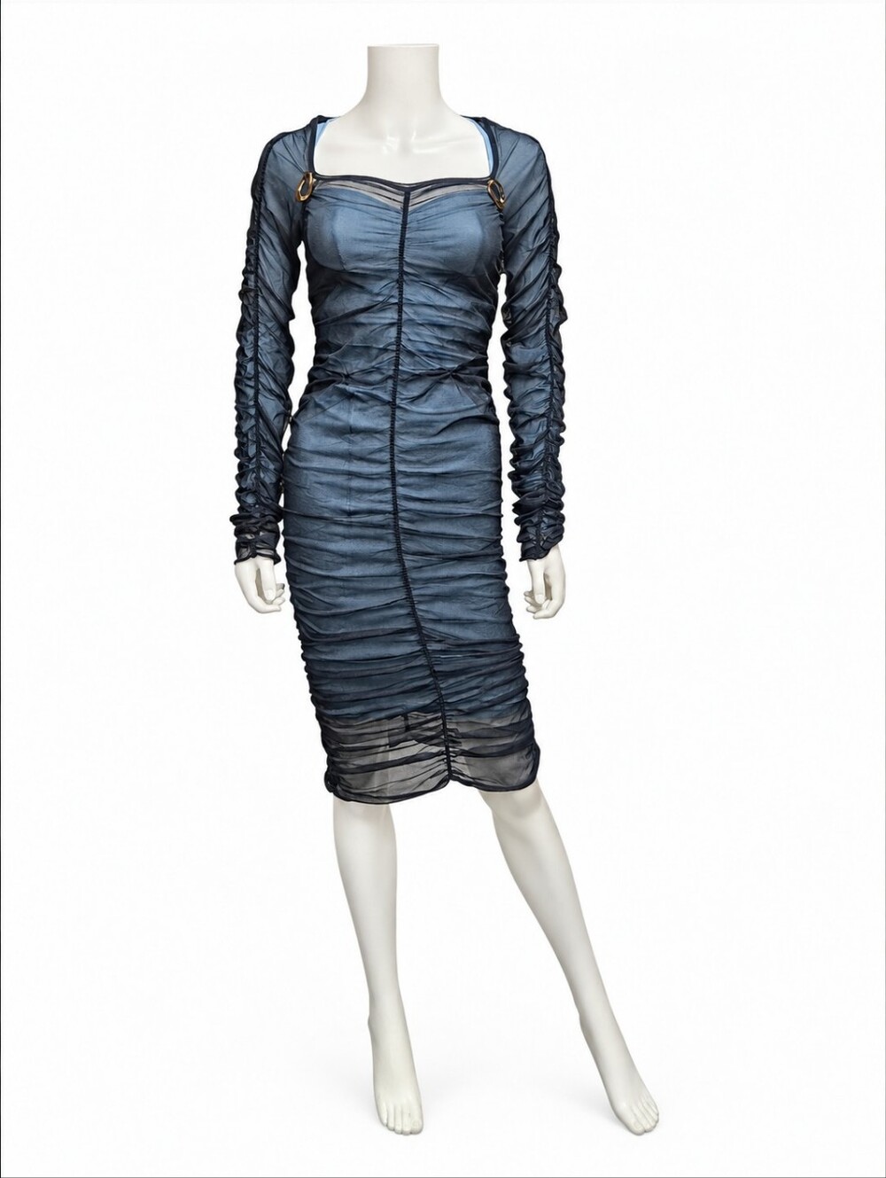 BOTTEGA VENETA | Daniel Lee FW19 Ruched Tulle Midi Dress IT 36